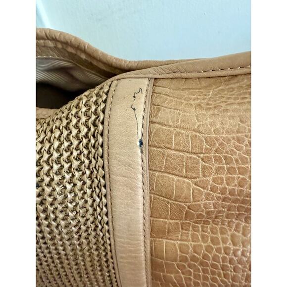 Talbot’s Tan Satchel Leather and Knit Large Handbag - Picture 4 of 6